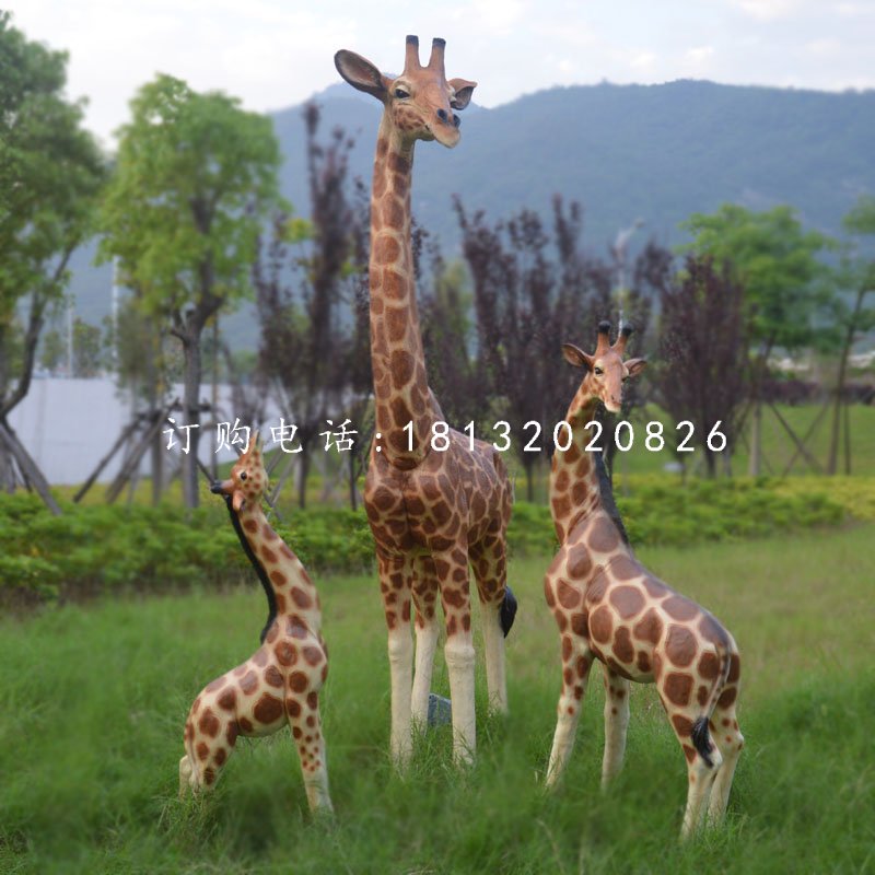 玻璃鋼仿真長頸鹿,玻璃鋼動物雕塑,公園景觀雕塑 (2)