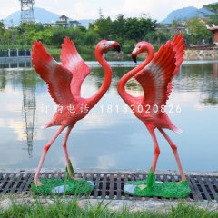 仿真火烈鳥(niǎo)雕塑，玻璃鋼動(dòng)物擺件