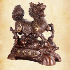 聚福鎮宅麒麟銅雕,門口麒麟銅雕