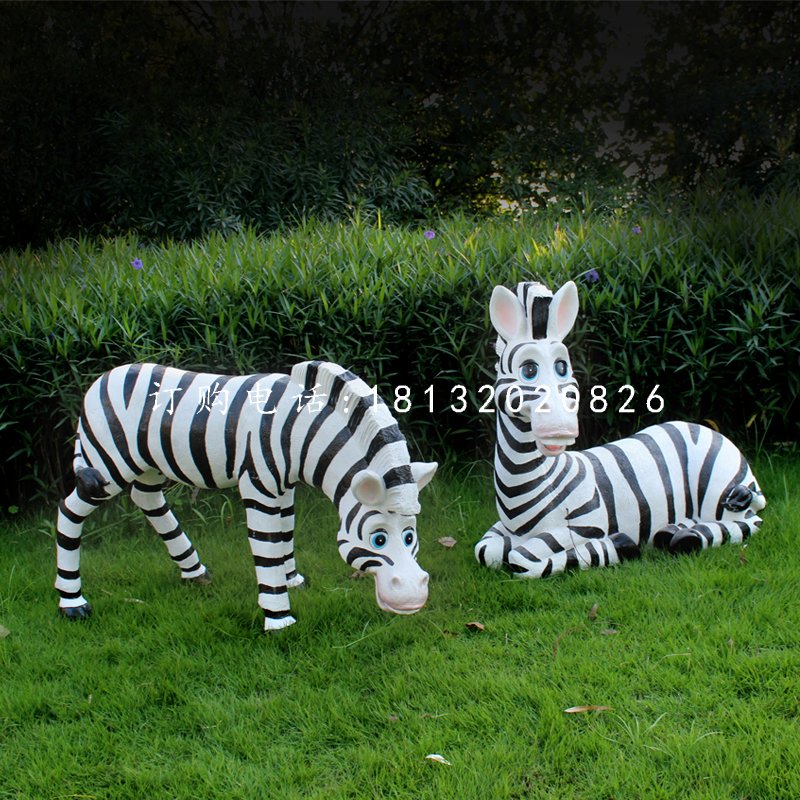 卡通斑馬,玻璃鋼卡通動物,公園景觀雕塑 (2)