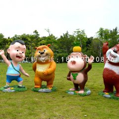 熊熊樂園雕塑，玻璃鋼卡通動物雕塑