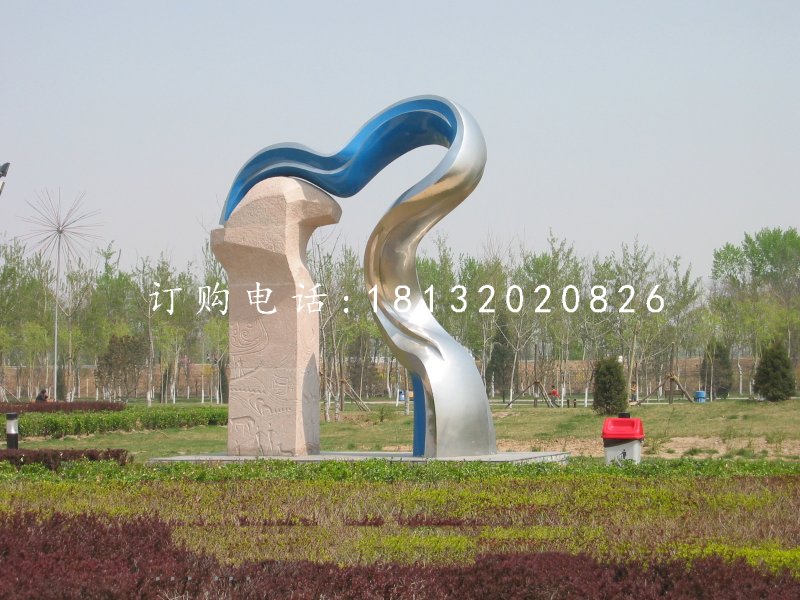 不銹鋼抽象彩帶雕塑，公園不銹鋼雕塑