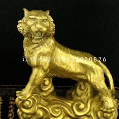 祥云上的老虎銅雕 公園動物銅雕