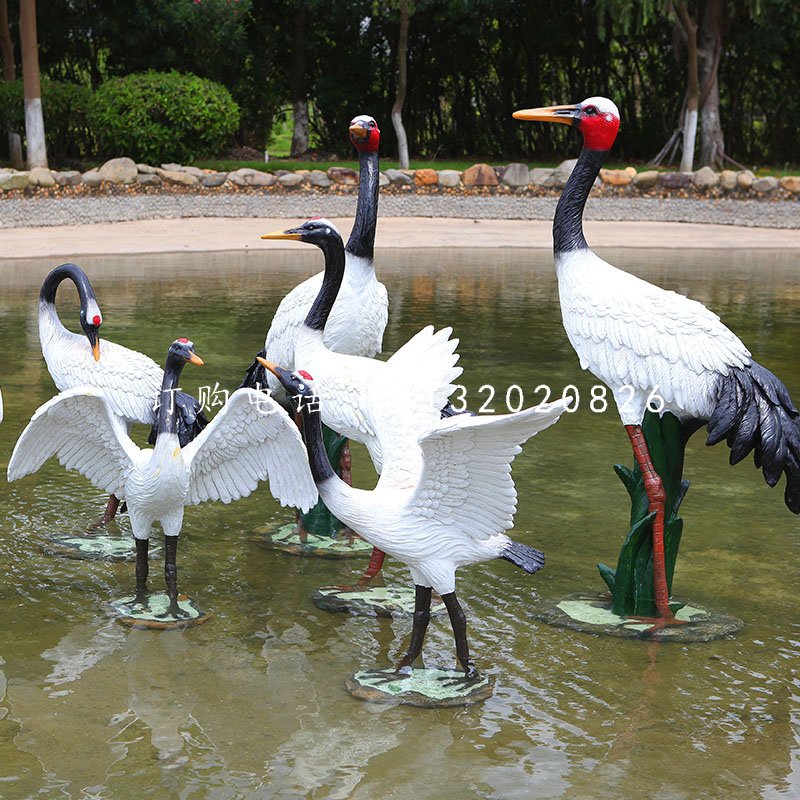 玻璃鋼仿真仙鶴，動物雕塑，公園景觀雕塑 (4).jpg