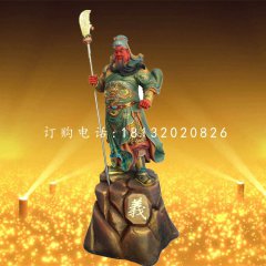 彩繪關公雕塑,玻璃鋼武財神雕塑