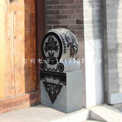 門墩石雕，青石抱鼓石