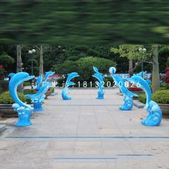 玻璃鋼海豚雕塑,動物擺件