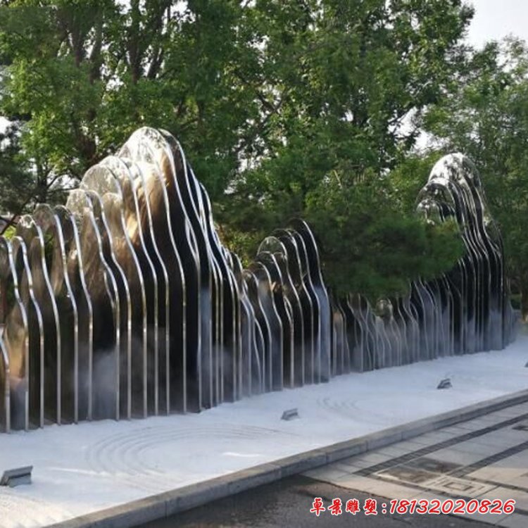 廠(chǎng)家定做不銹鋼假山雕塑擺件園林景觀(guān)雕塑售樓處水景不銹鋼假山62067