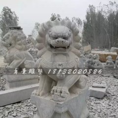 踩球獅子石雕,大理石獅子雕塑