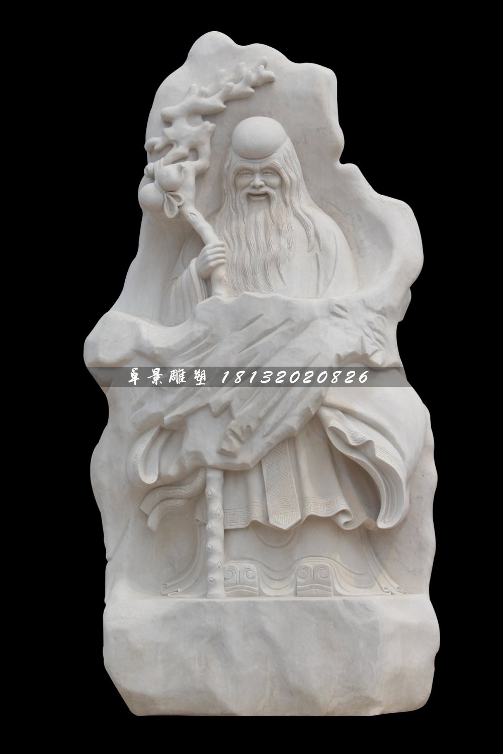 壽星石雕,漢白玉壽星浮雕