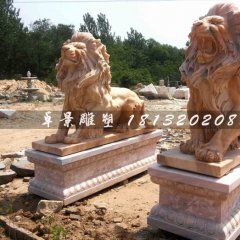 西洋獅石雕,趴著西洋獅雕塑