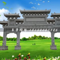 石雕牌坊,三門石牌坊雕塑