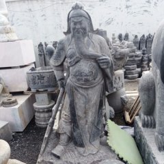 關公讀書石雕，青石關公雕塑