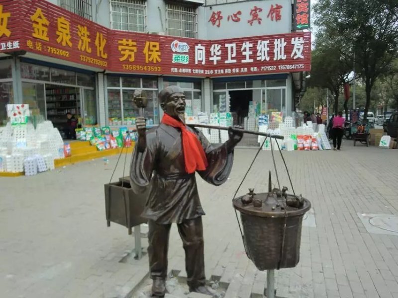 叫賣銅雕,人物銅雕,廣場景觀銅雕