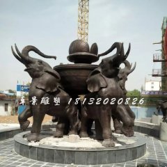 大象銅雕,公園大象噴泉雕塑