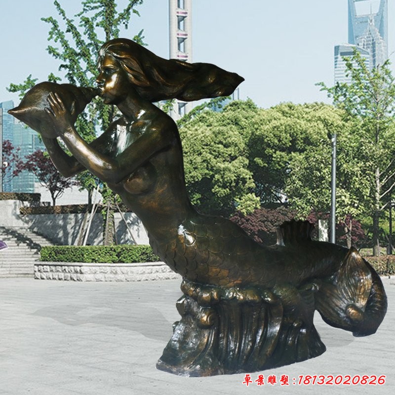 美人魚(yú)銅雕,海邊景觀銅雕
