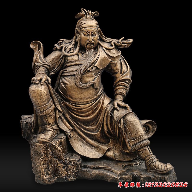 鑄銅坐式武財神關公雕塑