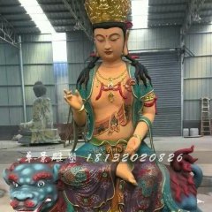 玻璃鋼文殊菩薩雕塑，玻璃鋼彩繪佛像
