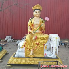 玻璃鋼普賢菩薩雕塑，玻璃鋼彩繪普賢菩薩雕塑