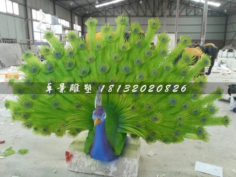 玻璃鋼孔雀雕塑，仿真孔雀雕塑