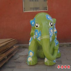 玻璃鋼彩色大象雕塑，公園玻璃鋼大象雕塑
