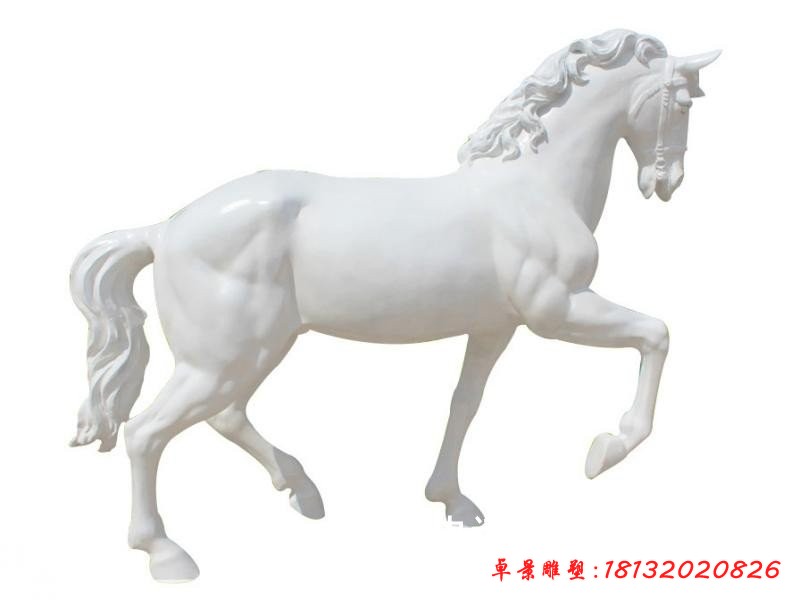玻璃鋼白馬雕塑，玻璃鋼動物雕塑