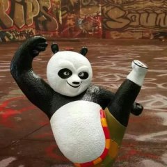 玻璃鋼功夫熊貓雕塑,玻璃鋼卡通雕塑
