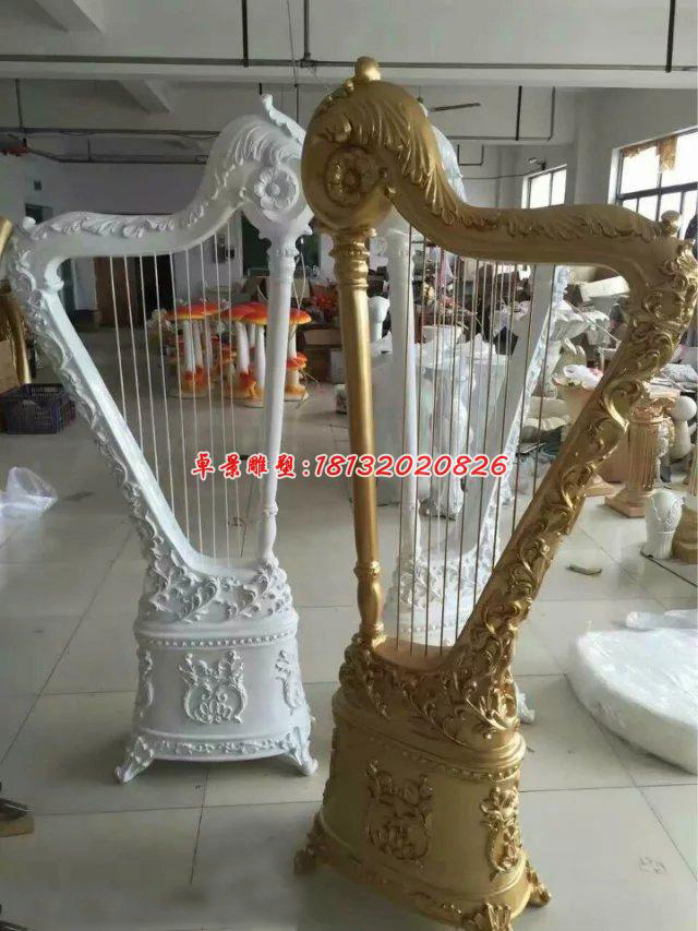 玻璃鋼豎琴雕塑，玻璃鋼仿真雕塑