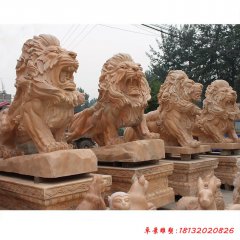 晚霞紅企業門口西洋獅子雕塑