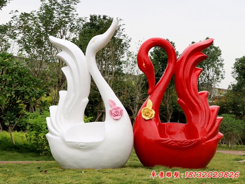 天鵝雕塑,公園玻璃鋼動物雕塑