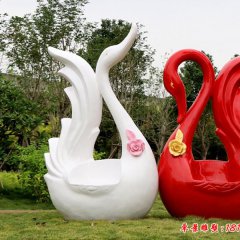 天鵝雕塑,公園玻璃鋼動物雕塑