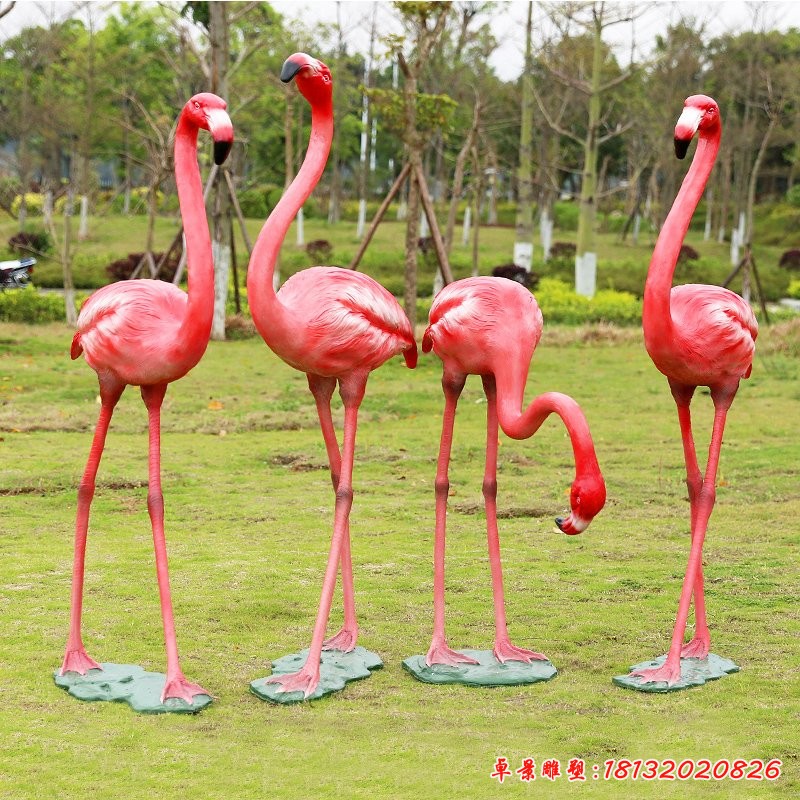 火烈鳥雕塑，玻璃鋼仿真動物雕塑