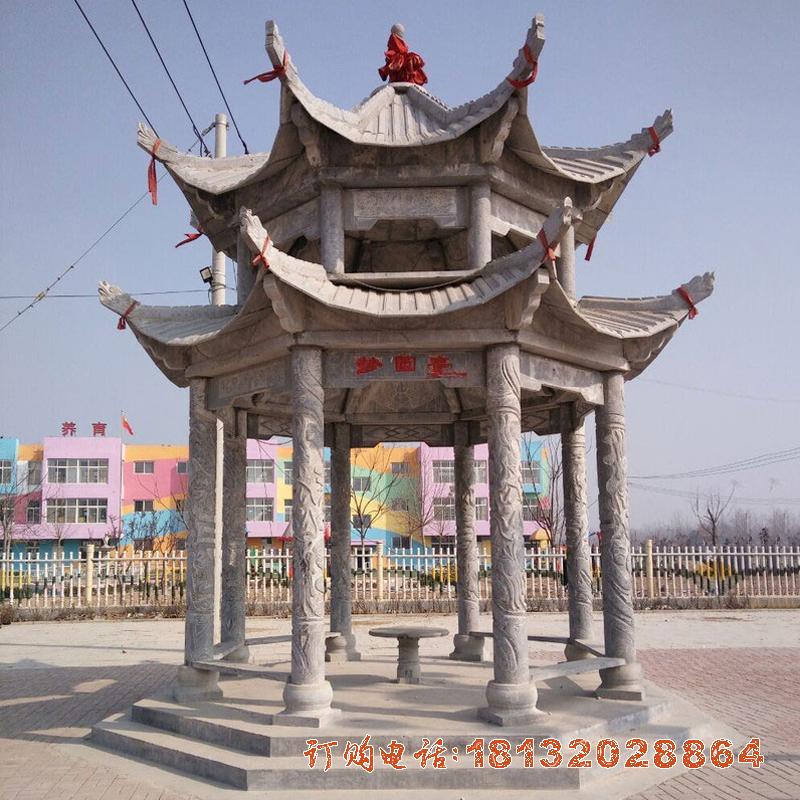 景區雙層涼亭石雕3