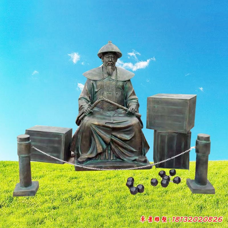 玻璃鋼仿銅人物雕塑,林則徐人物雕塑