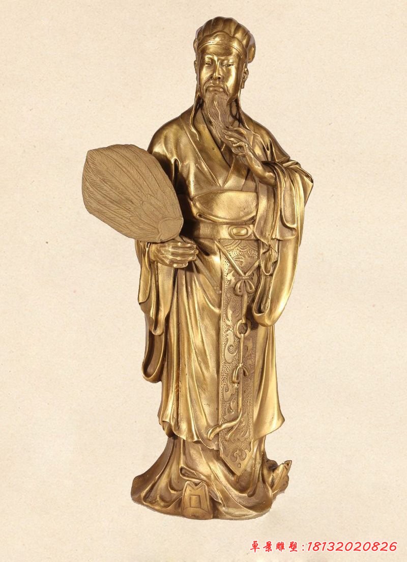 諸葛亮銅雕，古代名人銅雕