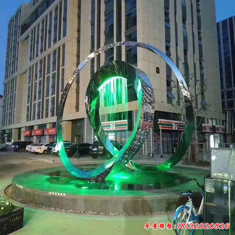 不銹鋼城市廣場圓環雕塑2