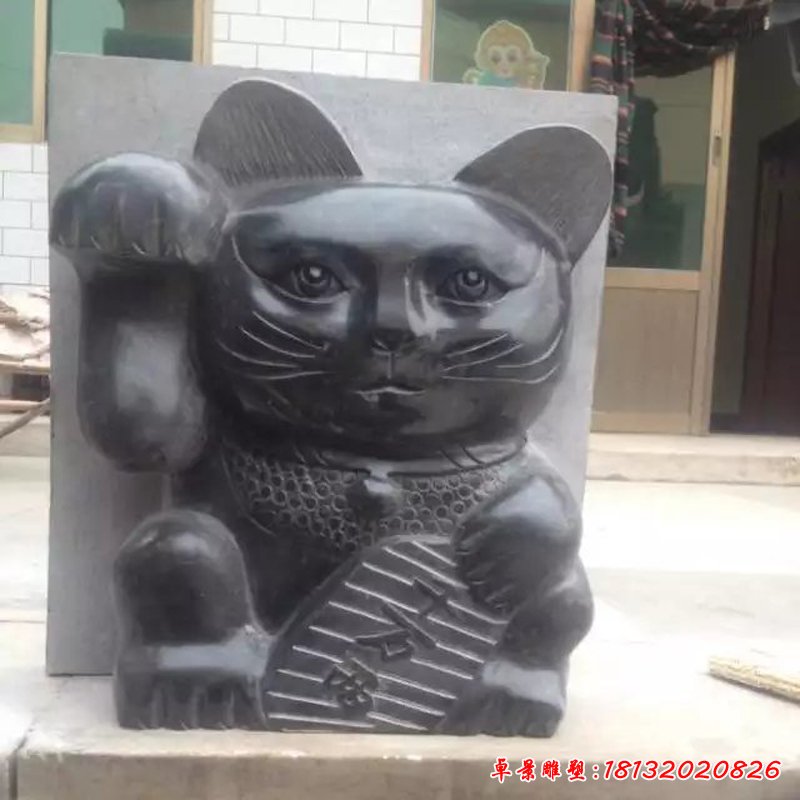 小貓石雕,卡通小貓動(dòng)物雕塑 (1)