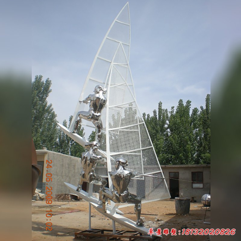 不銹鋼帆船雕塑,公園運動雕塑