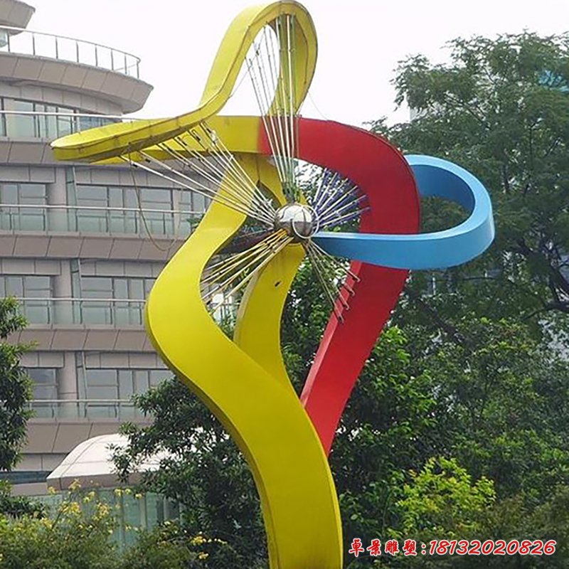 不銹鋼風(fēng)車(chē)雕塑 公園景觀雕塑 (2)